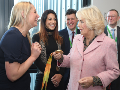 Stephanie Millward meeting Queen Camilla at WAA's airbase official opening event