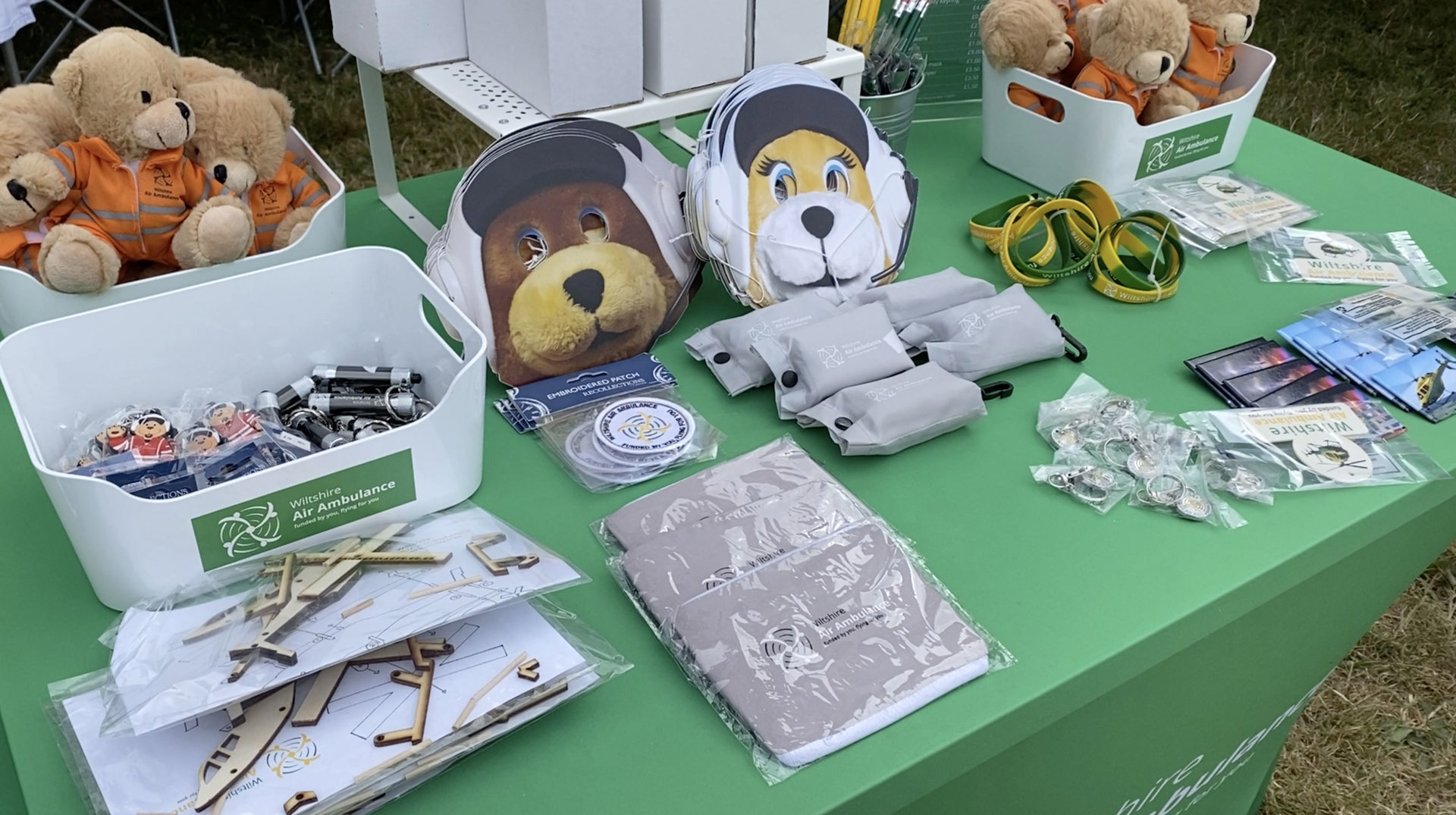 A table with WAA branded merchandise