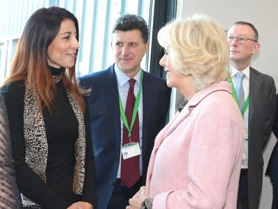 Shelley Rudman meeting Queen Camilla at WAA's airbase official opening event