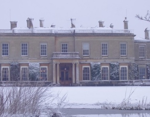 A snowy photo of Hartham Park in Corsham