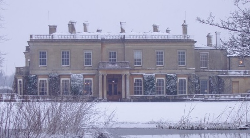 A snowy photo of Hartham Park in Corsham