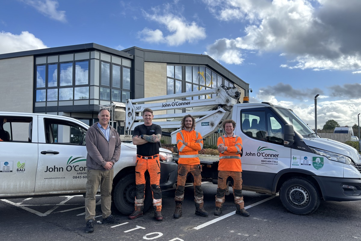 Team members from John O'Conner Abriculture outside Wiltshire Air Ambulance's airbase